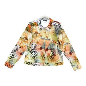 Impulse California Women's Jacket Life in Africa Theme Buttons 100% USA Size‎ XL